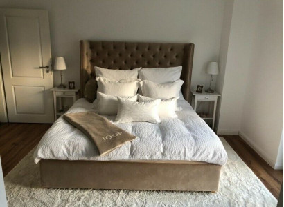 Chesterfield Bett Polster Doppel Hotel Betten Schlafzimmer 140x200cm Braun Neu